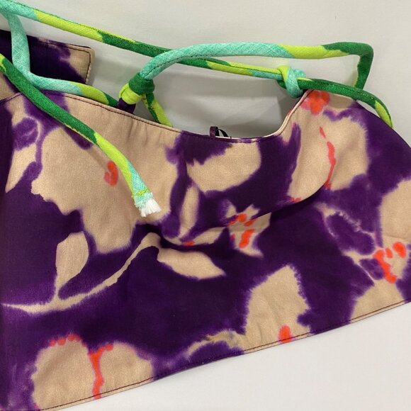 Zara XS Tie-Dye Purple & Beige Crop Top With Adjustable Straps NWT - Picture 3 of 3